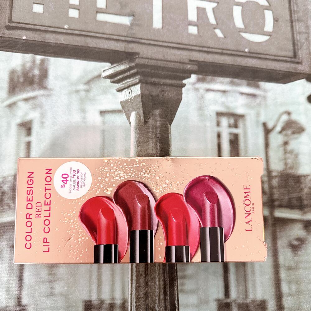 Lancome Color Design Red Lip Collection 4-Piece Set Full Size Lipstick